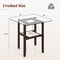 Transparent-Brown Tempered Glass 2-Tier Coffee Table with Rubber Wood Frame